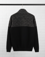 KENSINGTON  EAST SIDE MENS ZIP NECK JUMPER LANSALLOR black and grey - Image 4