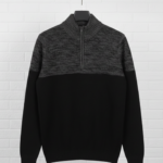 KENSINGTON  EAST SIDE MENS ZIP NECK JUMPER LANSALLOR black and grey