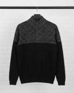 KENSINGTON  EAST SIDE MENS ZIP NECK JUMPER LANSALLOR black and grey