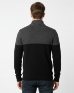 KENSINGTON  EAST SIDE MENS ZIP NECK JUMPER LANSALLOR black and grey - Image 3